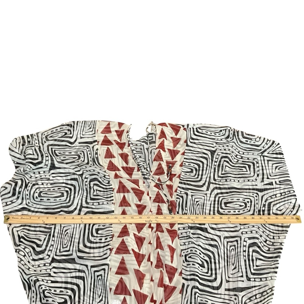 ZARA Abstract Tribal Print Kaftan Blouse Tunic Top Size M - Picture 10 of 10
